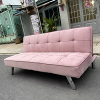 Ghế Sofa Bed Dài 1m7 Bọc Vải Nhung Mềm Mịn - Sofa Giường Đa Năng Có 6 Chân Mạ Inox Cao Cấp