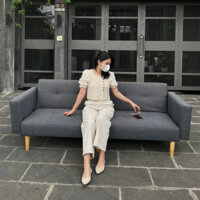 Ghế Sofa Bed (Ghế giường Thông Minh Đa Năng) Gấp Gọn Có Tay Vịn Dài 2m Màu Xám Lông Chuột Hình Thực Tế