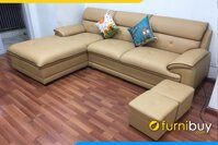 Ghế sofa da phòng khách chữ L bo viền đẹp độc đáo FB PK152