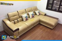 Ghế sofa da phòng khách sang trọng may viền nổi bật AmiA PK179