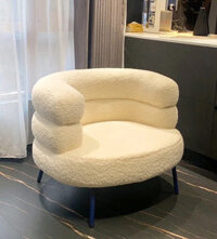 Ghế Sofa Đơn Bo Tròn Bọc Nỉ Lông Cừu