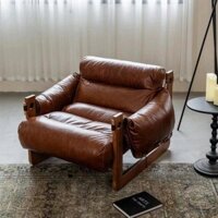 Ghế sofa đơn gỗ nguyên khối thiết kế ghế sofa cổ điển giản dị mini sofa