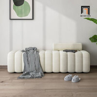 Ghế sofa đôn múi dài 1m3 SB13 Ozora vải nhung trắng kem | Nội Thất Linco Hà Nội