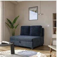Ghế sofa giường 2 chỗ ngồi bằng vải nhung màu xanh đậm có hệ thống kéo ra và 2 đệm- BS0007