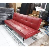 Ghế Sofa Giường Đa Năng Giả Da Màu Đỏ - Sofa Da Gấp Gọn Thành Giường Chân Inox