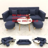 Ghế sofa giường giá rẻ (Sài Gòn) | Sofa băng đa năng xanh dương đậm HCM | Nội Thất Linco TPHCM
