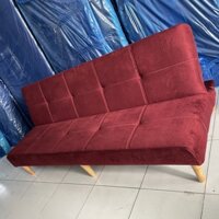 Ghế sofa giường màu đỏ vải nhung dài 1m8 - 6 chân gỗ chắc chắn