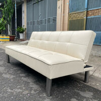 Ghế Sofa Giường Nằm Giá Rẻ - Sofa Chất Liệu Da Simili Màu Kem