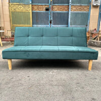 Ghế Sofa Giường - Sofa Bed Vải Nhung Xanh Rêu 1m5 Chân Gỗ Tự Nhiên Chắc Chắn