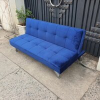 Ghế Sofa Giường Thông Minh Gỗ Xanh - Sofa Bed Vải Nhung Xanh Dương Chân Inox Hàng Lắp Ráp
