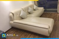 Ghế sofa góc phòng khách bọc da màu be dài rộng AmiA PK196