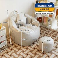 Ghế sofa lười hạt xốp đọc sách kèm đôn phòng ngủ, sofa lười túi đậu phong cách hàn quốc cao cấp - sofa lười kèm đônPR229