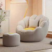 Ghế Sofa Lười Hạt Xốp Hình Hoa Sen Thiết Kế Tối Giản Đệm Mềm + Đôn Chân Trang Trí Phòng Ngủ/Ban Công