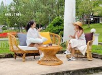 Ghế Sofa Mây Đan Caro Cổ Điển, Ghế Băng Mây Dài 100 Mây Tự Nhiên, Ghế Mây Decor Phòng Vintage - Xưởng Bàn Ghế Mây Tre ĐAN TRÀ