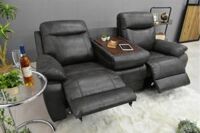 Ghế Sofa ngả điện OKIN F0624E xám đậm | 3 chỗ ngồi | Dài 2m