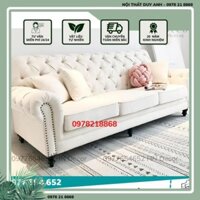Ghế sofa tân cổ điển Rose DA chất liệu nỉ da lộn cao cấp khung gỗ sồi chắc chắn cho phòng khách, sofa decor .
