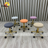 Ghế Spa Chân Xoay Vàng Sao Cao Cấp Sang Chảnh Mẫu Tròn Nỉ  (Ảnh Thật Và Video Thật)