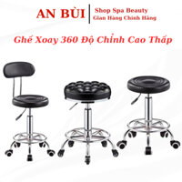 Ghế Spa Xoay 360 Độ Chỉnh Cao Thấp, Ghế Ngồi phun Xăm Chăm Sóc Da, Ghế Tựa Lưng