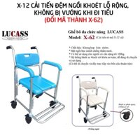 Ghế tắm cho người già ốm, ghế bô vệ sinh đa năng có bánh xe Lucass X-62 (tên cũ X12), đặt vừa bồn cầu (màu xanh)