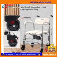 Ghế tắm cho người già ốm, ghế bô vệ sinh đa năng có bánh xe Lucass X-62, đặt vừa bồn cầu (màu xanh) - HÀNG CTY