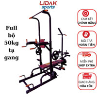 Ghế tập tạ xà đơn xà kép đa năng trọn bộ 50kg tạ gang , giàn tạ tập thể hình tại nhà chính hãng - LIDAK SPORT