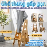 ghế thang gấp gọn ghế cầu thang,Ghế Thang Thắp Hương,làm bằng gỗ cao su bền chắc kiểu dáng đẹp(35*47.5*88cm)