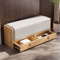 Ghế Thay Giày Bằng Gỗ Nguyên Khối Bắc Âu Có Ngăn Kéo Cửa Ra Vào Tủ Giày Ghế Giày Ghế Ngồi Phòng Khách Ghế Đi Giày Nhiều