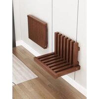 ☏№Ghế thay giày gấp treo tường ô cửa treo tường ghế treo tường bằng gỗ nguyên khối vô hình