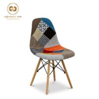 Ghế thổ cẩm không gác tay, chân gỗ TVP