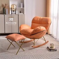 Ghế thư giãn bập bênh chân gỗ có gác chân