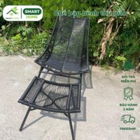 Ghế thư giãn bập bênh đế vương ngoài trời giả mây lõi thép cao cấp SMARTHOMES