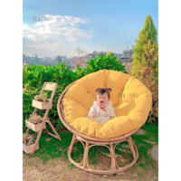 Ghế Thư Giãn Papasan Cao Cấp Size 1m Kèm Nệm Xanh Neon, Ghế Mây Papasan Giá Rẻ,Ghế Mây Tròn ĐAN TRÀ,Nội Thất Mây Tre Đan