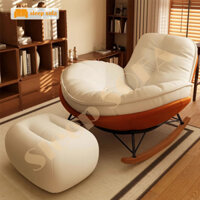 Ghế Thư Giãn SLEEP.shop Ghế Bập Bênh Thư Giãn Hình Vỏ Trứng  Liệu Chân Gỗ Khung Lõi Sắt Phủ Da Lộn