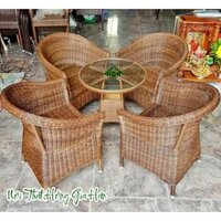 Ghế thúng nhựa giả mây đan dây tròn cao cấp Hồng Gia Hân