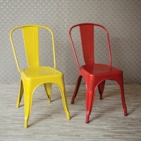 Ghế Tolix Sắt Có Tựa Nhập Khẩu, Ghế Cafe Sắt Sân Vườn