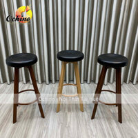 Ghế Trang Điểm, Ghế Bar Mẫu Tròn Xoắn Chân Sắt Giả Gỗ Cao 75Cm Xoay 360 Độ (Hàng Sẵn)