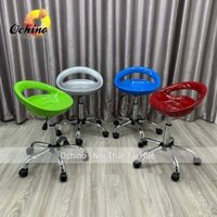 Ghế Trang Điểm, Ghế Xoay Spa 360 độ Mẫu Nhựa Khoét Lỗ Bánh Xe Điều Chỉnh 40-55cm