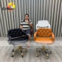 Ghế Trang Điểm Xoay Mẫu Manly Chân Bánh Xe Vàng Nhện Sang Chảnh (Hàng Sẵn)