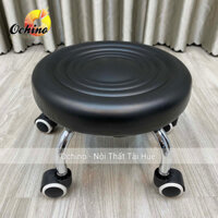 Ghế Tròn Xoắn Bọc Da Cao Cấp, Ghế Bệt Làm Nail Xoay 360 độ Di Chuyển Tiện Lợi, Chắn Chắn (Hàng Sẵn Shop)