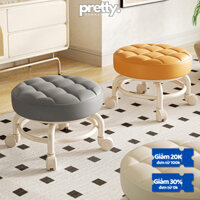 Ghế tròn xoay bệt có bánh xe đa năng xoay 360 độ, đệm ghế da PU êm ái bền bỉ chống nước,ghế làm nail