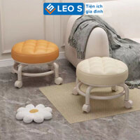 Ghế tròn xoay bệt có bánh xe di chuyển đệm ngồi êm ái Leos