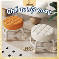 Ghế tròn xoay bệt MOCS có bánh xe đa năng xoay 360 độ, đệm ghế da PU êm ái bền bỉ chống nước bám bẩn
