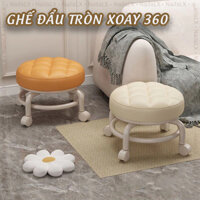 Ghế tròn xoay có đệm & bánh xe 360 độ ghế bệt ghế đẩu làm nail học làm móng