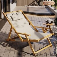 Ghế Tựa Ban Công Nhà Nghỉ Trưa Thư Giãn Ghế Bãi Biển Vải Bạt Ngoài Trời Sân Ngoài Trời Cắm Trại Ghế Gấp Gỗ Nguyên Khối G