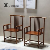 .Ghế Tựa Lưng Bằng Gỗ Nguyên Khối Mới Của Trung Quốc, Ghế Tựa Lưng Hình Lưỡi Liềm Cổ, Bàn Trà, Màu Gỗ Cẩm Lai, Khách Sạn