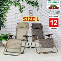 Ghế Tựa Lưng, Ghế Xếp Thư Giãn Hạng sang SUMIKA 638-639 cỡ lớn (rộng 73cm), Tặng kèm Khay + Gối