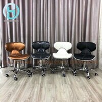 Ghế Tựa Xoay Spa, Ghế Quay Quầy Bar Mậu Da Cá Chân Nhện Bạc Thấp