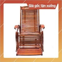 Ghế võng xếp, Ghế thư giãn, Ghế lười gõ sồi nga, Ghế thư giãn gỗ sồi, Ghế lười gỗ sơn PU màu cánh gián cao cấp