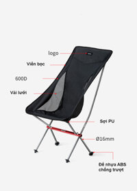 Ghế xếp inox vải bố có lưng tựa cao cấp NatureHike NH18Y060-Z