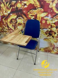 Ghế xếp liền bàn chân inox ( mặt gỗ cao su )	MSP: GXLBMCS